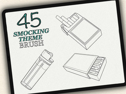 45 Smocking Theme  Tattoo Brushes – Stamp Set for Procreate, Photoshop & CSP | Collection 2024
