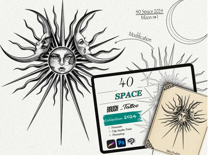 650 Tattoo Brushes – Stamp Set for Procreate, Photoshop & Clip Studio Paint | Collection 2024