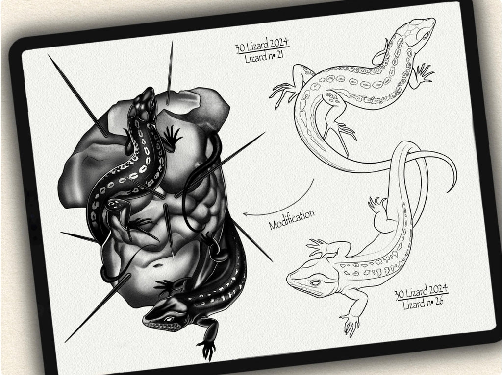 30 Lizard Tattoo Stamps |2024 Collection
