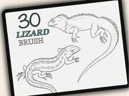 30 Lizard Theme Tattoo Brushes – Stamp Set for Procreate, Photoshop & CSP | Collection 2024