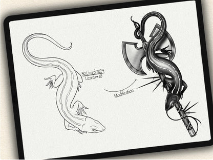 30 Lizard Theme Tattoo Brushes – Stamp Set for Procreate, Photoshop & CSP | Collection 2024