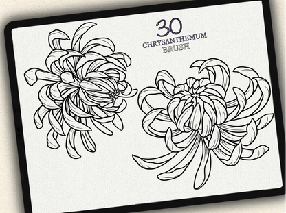 30 Chrysanthemum Tattoo Brushes – Stamp Set for Procreate, Photoshop & CSP | Collection 2022