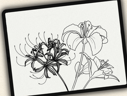 30 Flower Tattoo Brushes – Stamp Set for Procreate, Photoshop & CSP | Collection 2022
