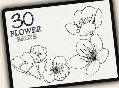 30 Flower Tattoo Brushes – Stamp Set for Procreate, Photoshop & CSP | Collection 2022
