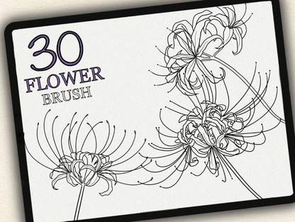30 Flower Tattoo Brushes – Stamp Set for Procreate, Photoshop & CSP | Collection 2022