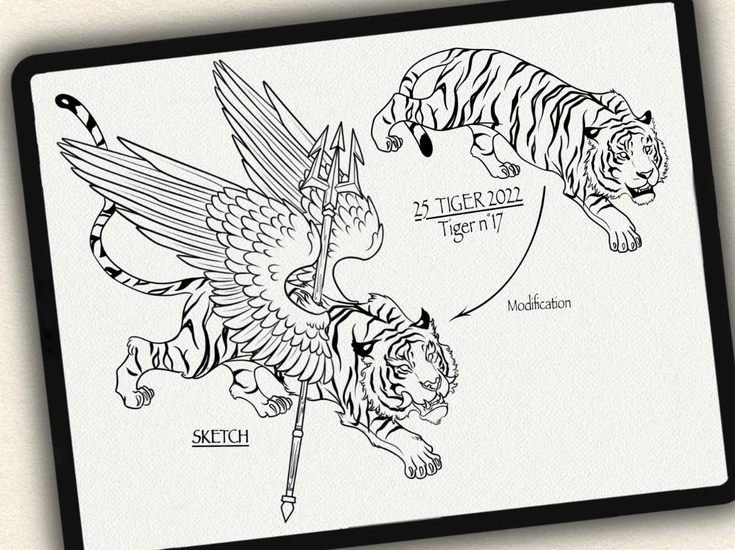 25 Tiger Tattoo Brushes – Stamp Set for Procreate, Photoshop & CSP | Collection 2022