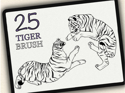 25 Tiger Tattoo Brushes – Stamp Set for Procreate, Photoshop & CSP | Collection 2022