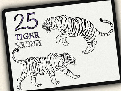 25 Tiger Tattoo Brushes – Stamp Set for Procreate, Photoshop & CSP | Collection 2022
