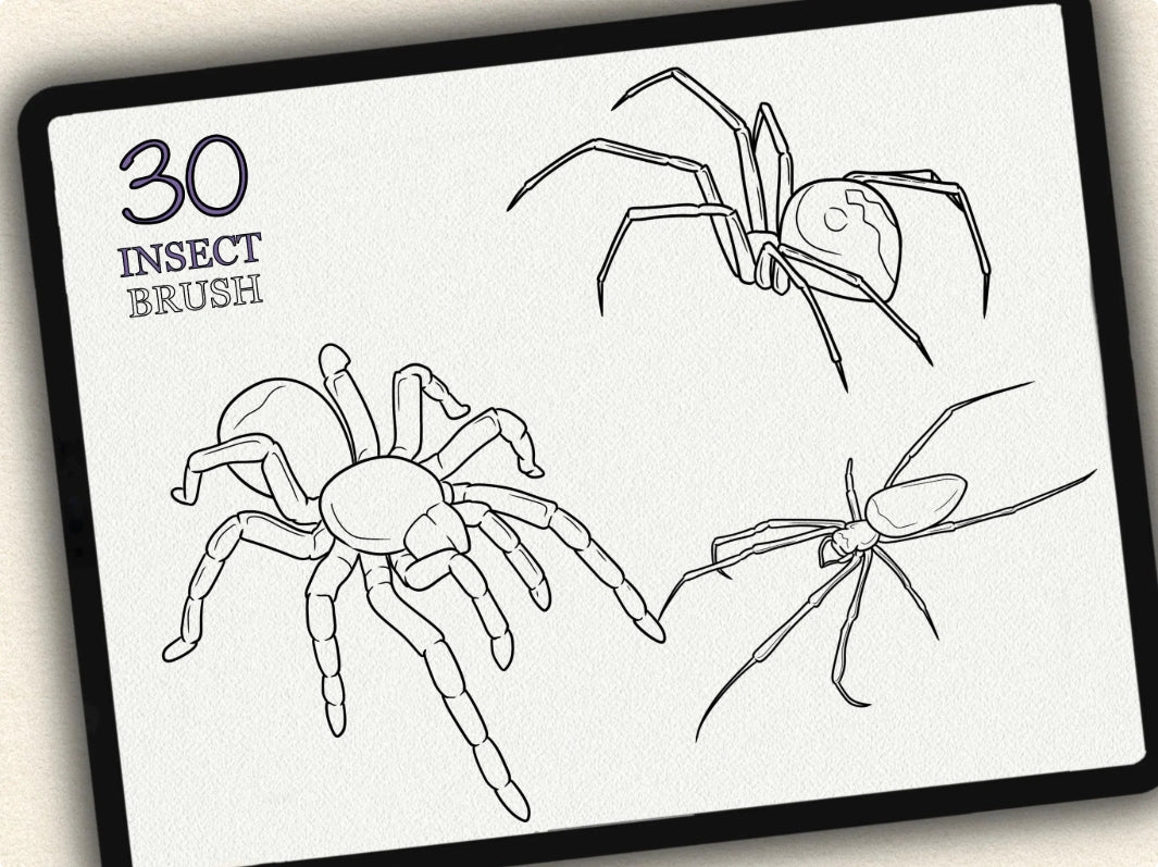 30 Insect Tattoo Brushes – Stamp Set for Procreate, Photoshop & CSP | Collection 2022