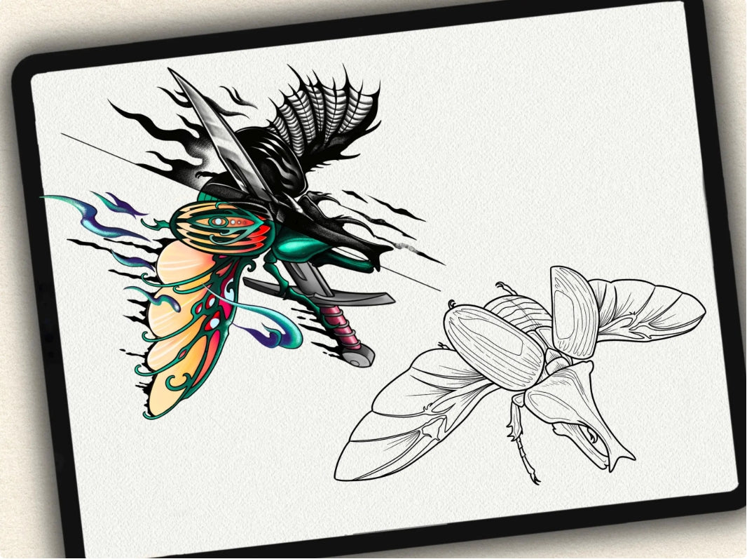 30 Insect Tattoo Brushes – Stamp Set for Procreate, Photoshop & CSP | Collection 2022