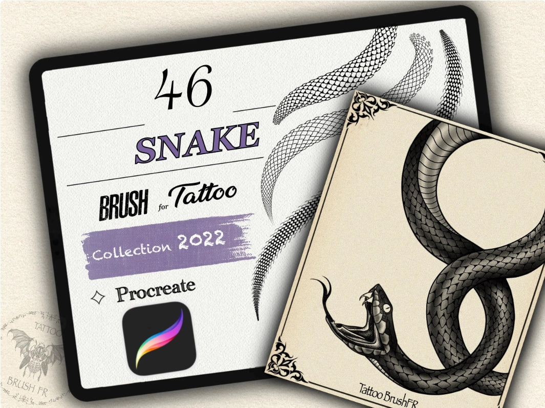 46 Snake Tattoo Brushes for Procreate | Collection 2022