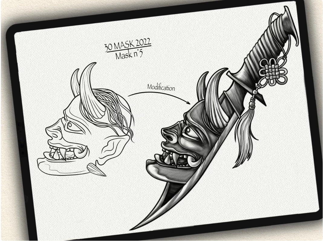 30 Mask Tattoo Brushes – Stamp Set for Procreate, Photoshop & CSP | Collection 2022