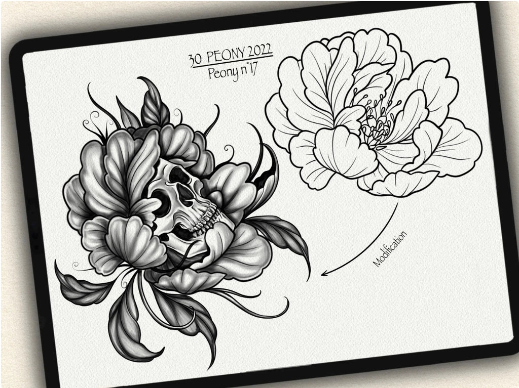 30 Peony Tattoo Stamps |2022 Collection