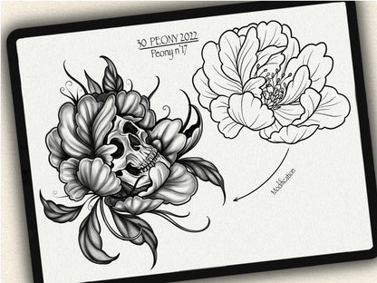 30 Peony Tattoo Brushes – Stamp Set for Procreate, Photoshop & CSP | Collection 2022