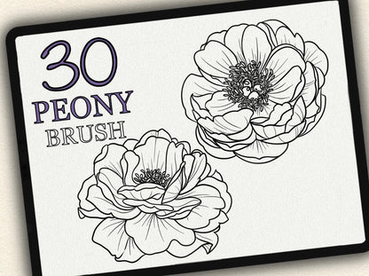 30 Peony Tattoo Brushes – Stamp Set for Procreate, Photoshop & CSP | Collection 2022
