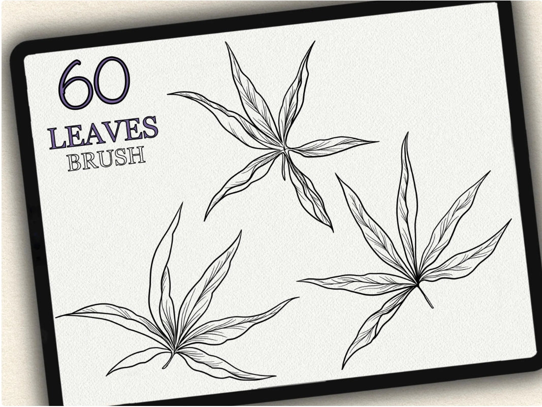 60 Leaves Tattoo Brushes – Stamp Set for Procreate, Photoshop & CSP | Collection 2022