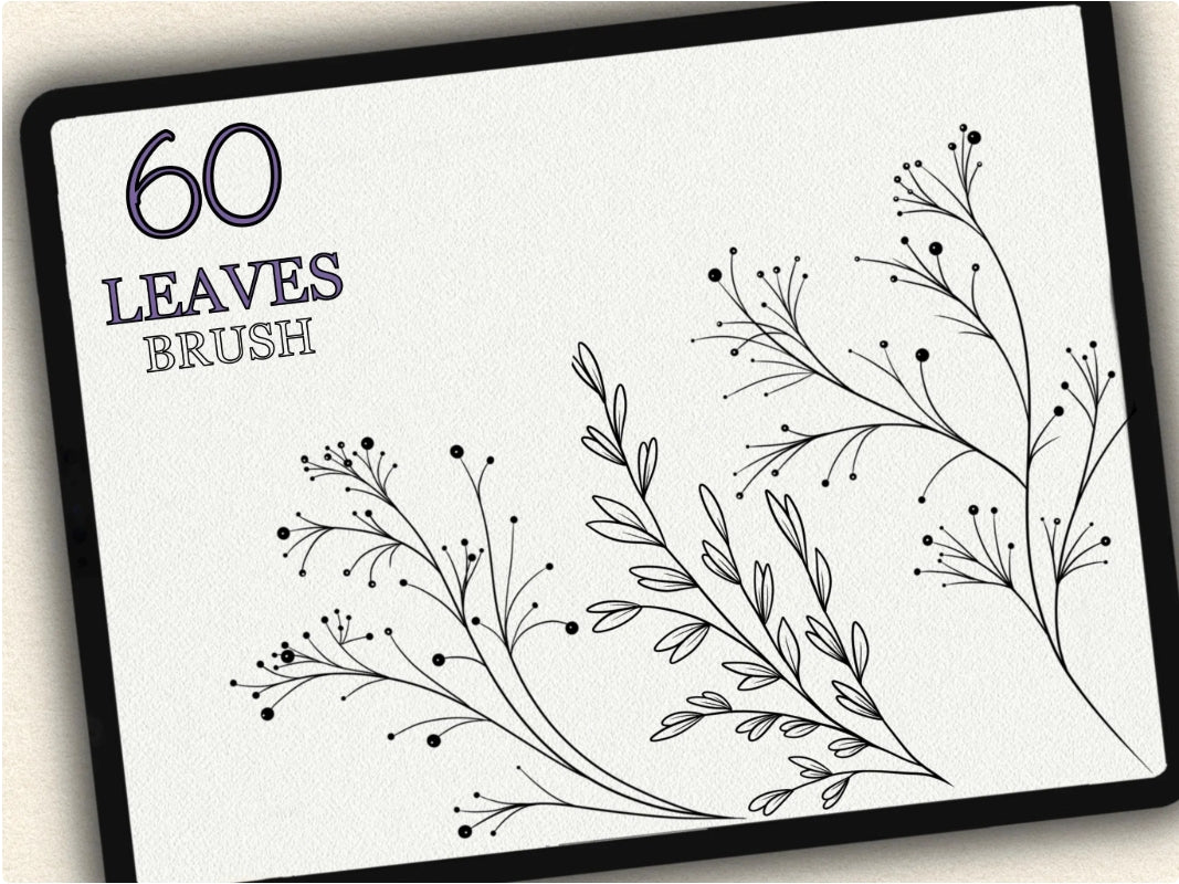 60 Leaves Tattoo Brushes – Stamp Set for Procreate, Photoshop & CSP | Collection 2022