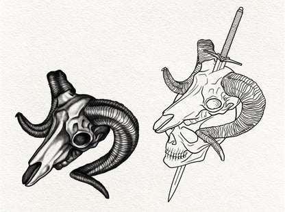 20 Animal Skull Tattoo Brushes – Stamp Set for Procreate, Photoshop & CSP | Collection 2022