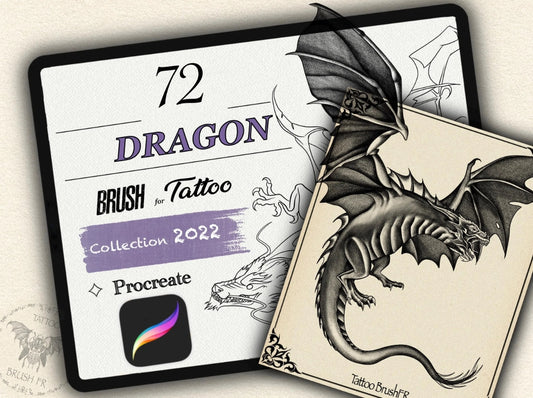 72 Dragon Tattoo Brushes for Procreate | Collection 2022