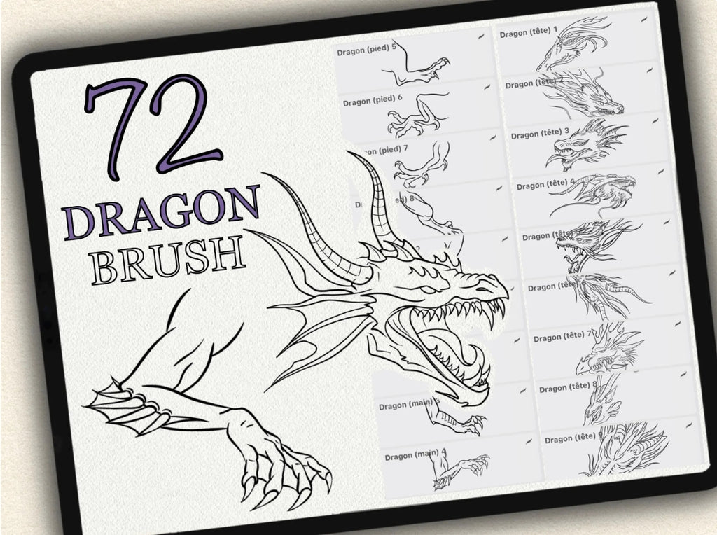 72 Dragon Drawing Brushes |2022 Collection