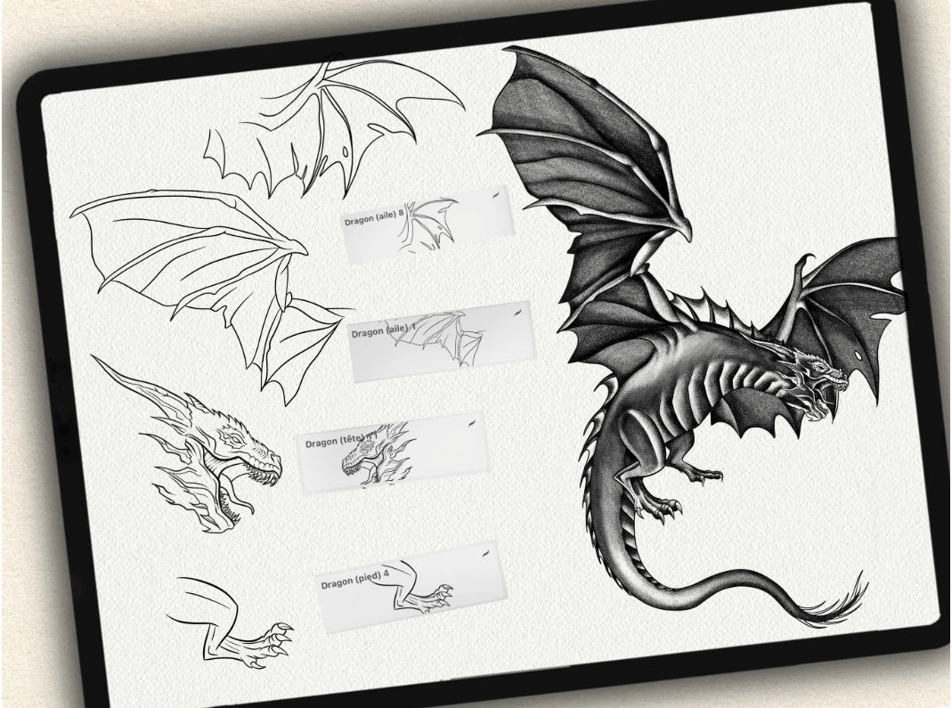 72 Dragon Tattoo Brushes for Procreate | Collection 2022