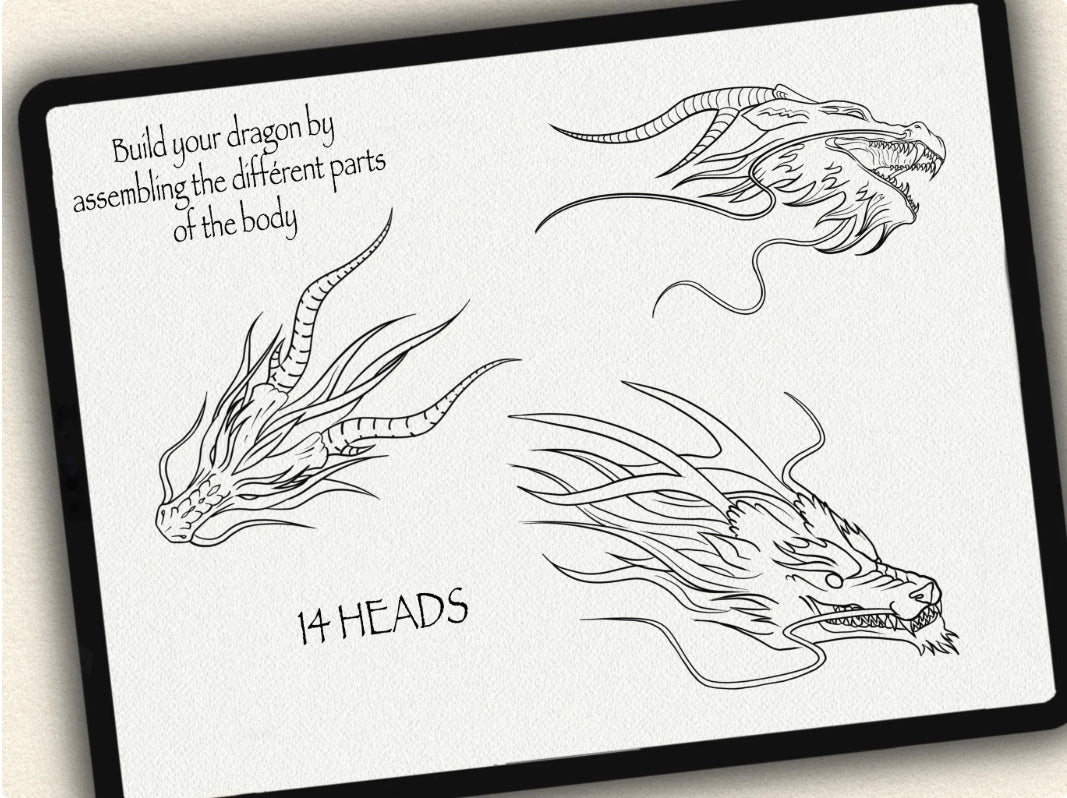 72 Dragon Tattoo Brushes for Procreate | Collection 2022