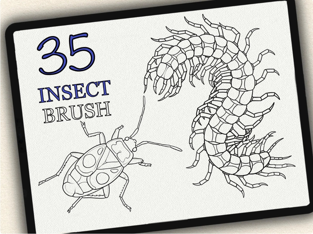 35 Insect Theme Tattoo Brushes – Stamp Set for Procreate, Photoshop & CSP | Collection 2025