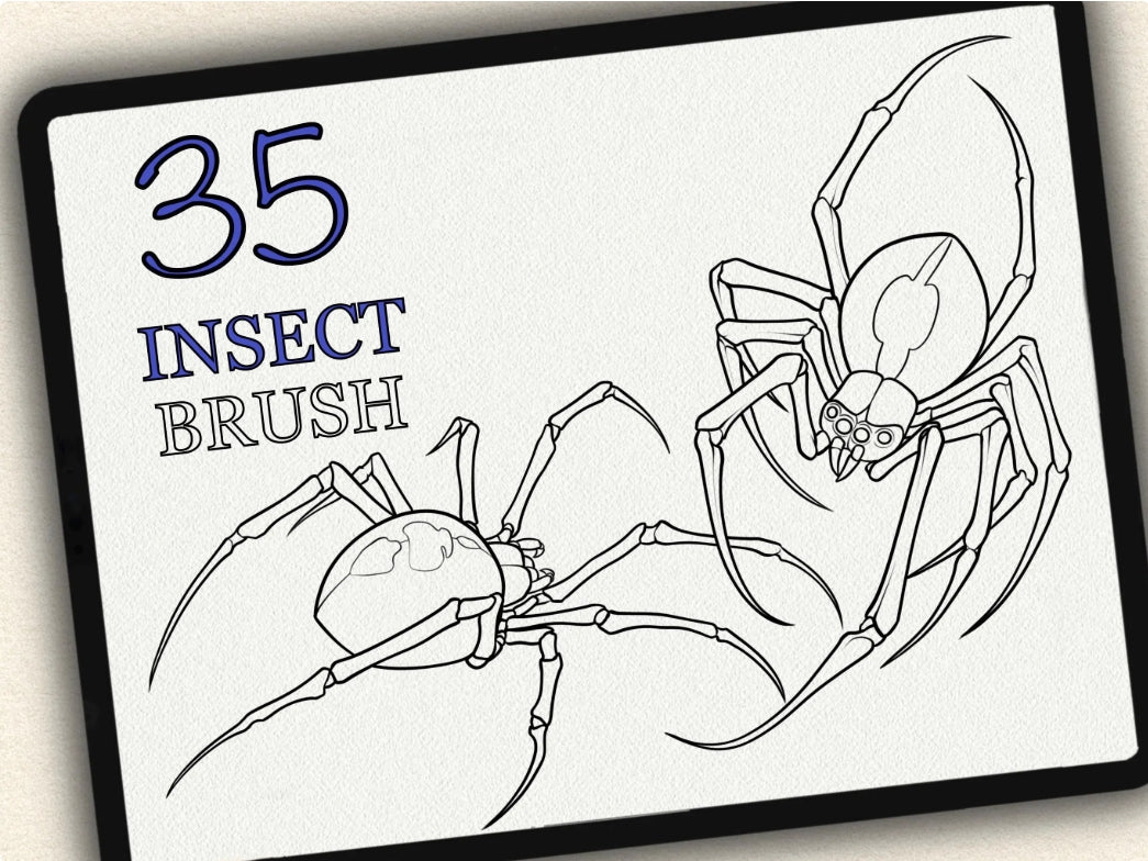 35 Insect Theme Tattoo Brushes – Stamp Set for Procreate, Photoshop & CSP | Collection 2025