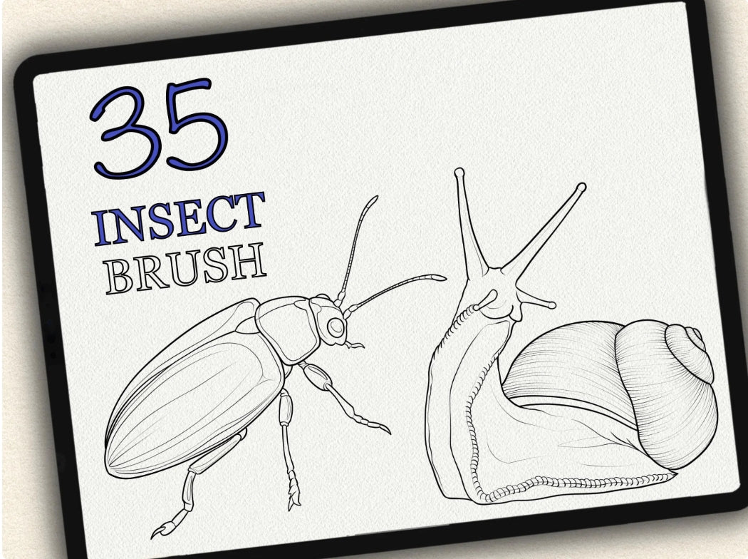 35 Insect Theme Tattoo Brushes – Stamp Set for Procreate, Photoshop & CSP | Collection 2025