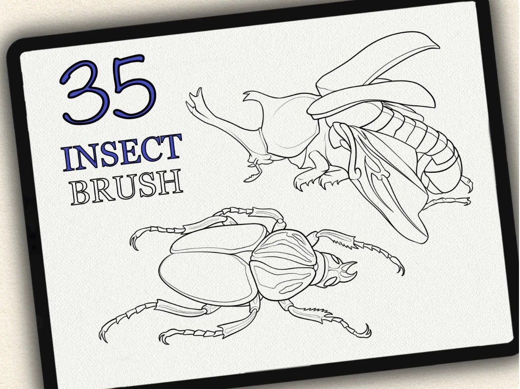 35 Insect Theme Tattoo Brushes – Stamp Set for Procreate, Photoshop & CSP | Collection 2025