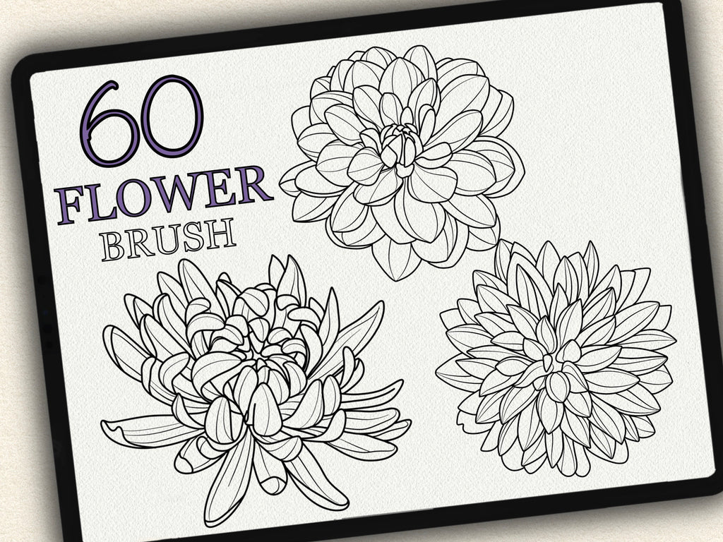 60 flower tattoo brushes for Procreate, Photoshop and Clip Studio Paint