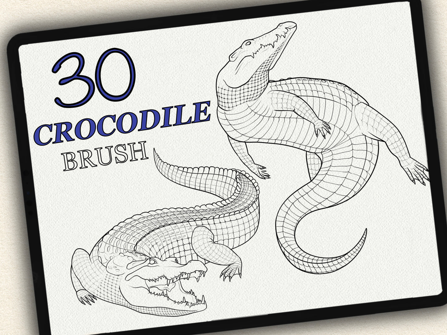 30 Crocodile Theme Tattoo Brushes – Stamp Set for Procreate, Photoshop & CSP | Collection 2025
