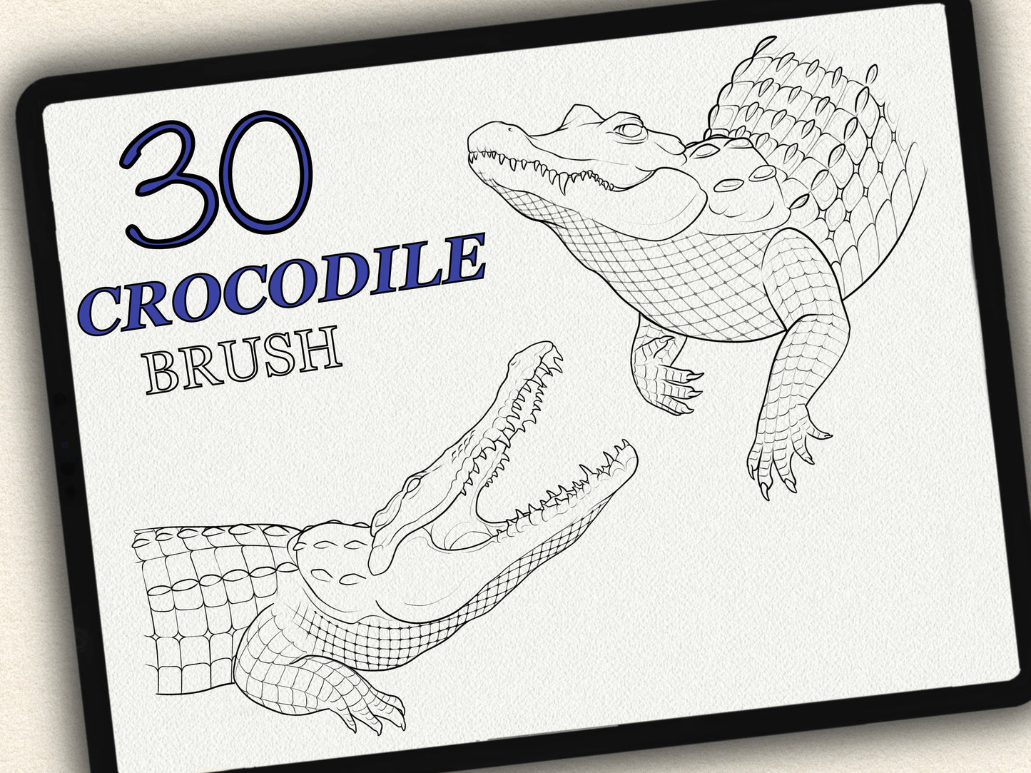 30 Crocodile Theme Tattoo Brushes – Stamp Set for Procreate, Photoshop & CSP | Collection 2025