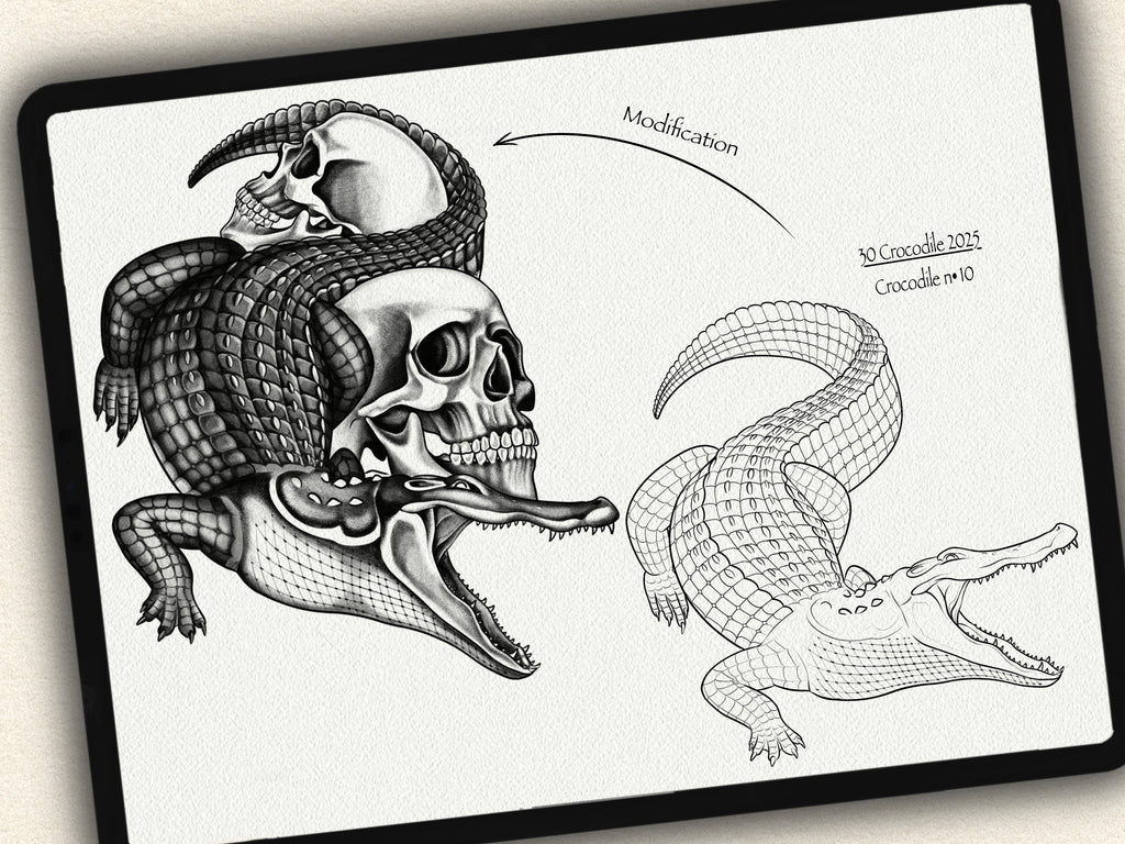 30 Crocodile Tattoo Stamps |2025 Collection