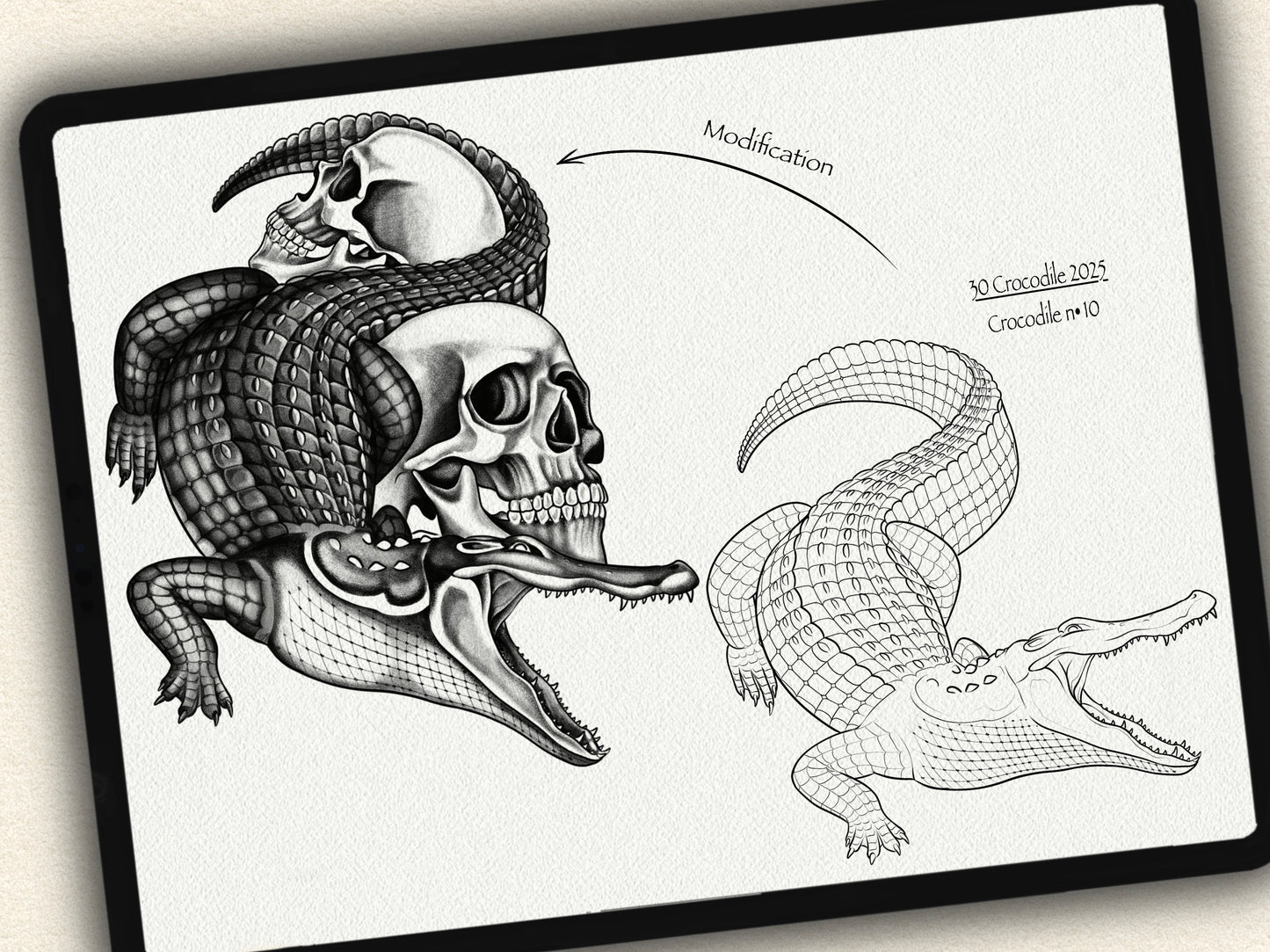 30 Crocodile Theme Tattoo Brushes – Stamp Set for Procreate, Photoshop & CSP | Collection 2025