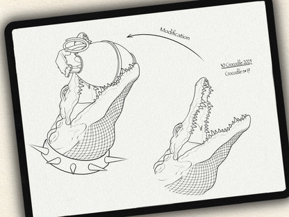30 Crocodile Theme Tattoo Brushes – Stamp Set for Procreate, Photoshop & CSP | Collection 2025
