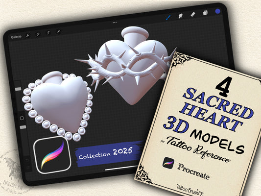 4 SACRED HEART 3D MODELS | Procreate  | Collection 2025