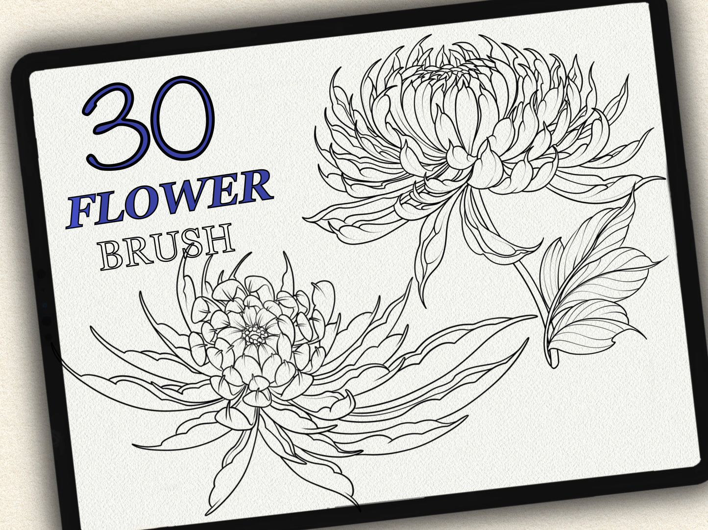 30 Flower Tattoo Brushes – Stamp Set for Procreate, Photoshop & CSP | Collection 2025