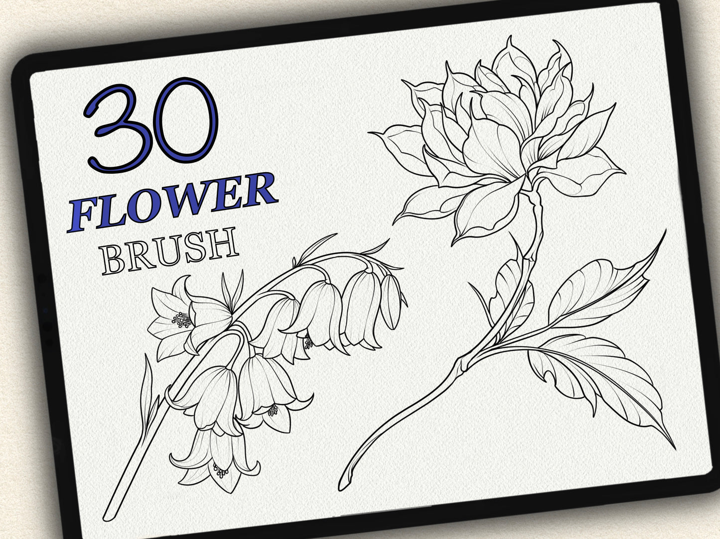 30 Flower Tattoo Brushes – Stamp Set for Procreate, Photoshop & CSP | Collection 2025