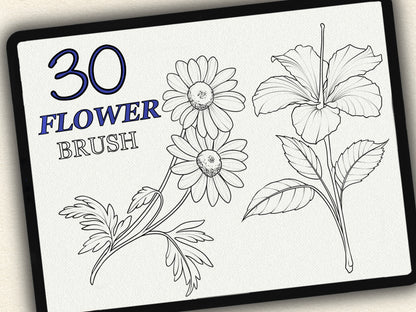 30 Flower Tattoo Brushes – Stamp Set for Procreate, Photoshop & CSP | Collection 2025