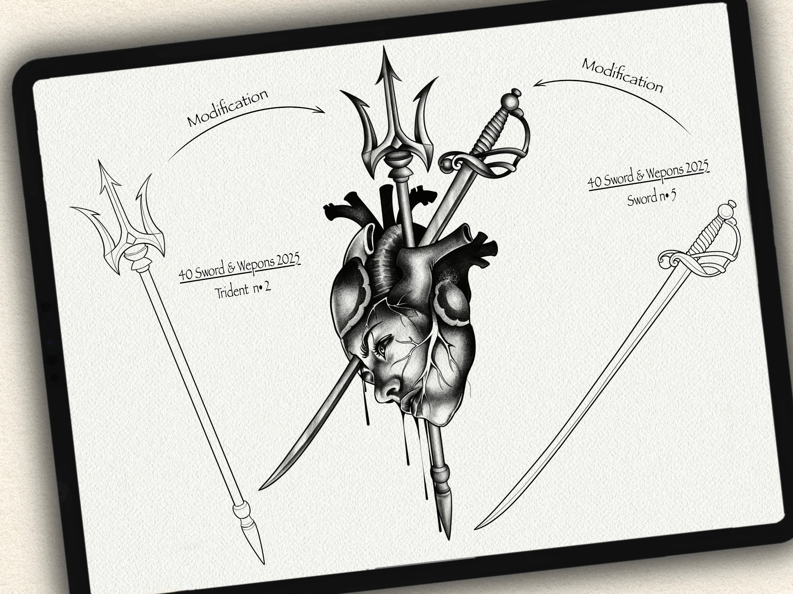 40 Sword & Weapon Tattoo Stamps |2025 Collection