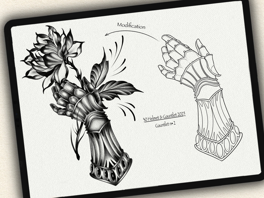 30 Helmet & Gauntlet Tattoo Stamps |2025 Collection