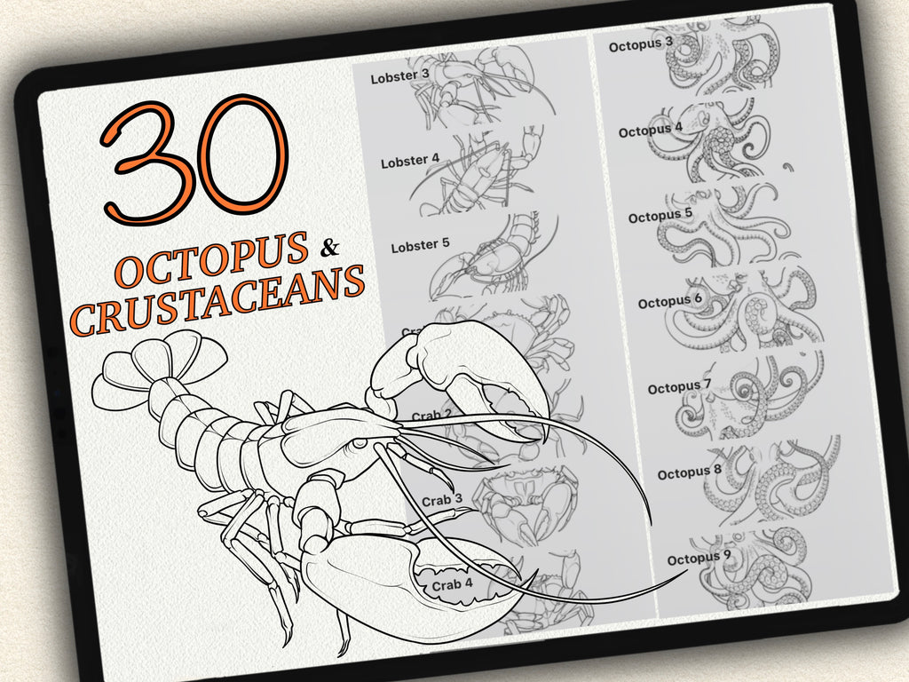 30 Octopus & Crustaceans Tattoo Stamps |2026 Collection