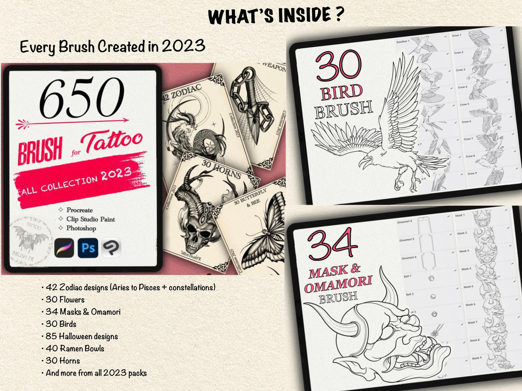 2600+ Tattoo Brushes - Complete Collections 2022 to 2025