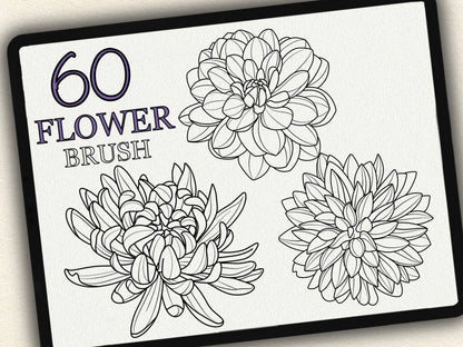 60 Flower Tattoo Brushes – Stamp Set for Procreate, Photoshop & CSP | Collection 2022