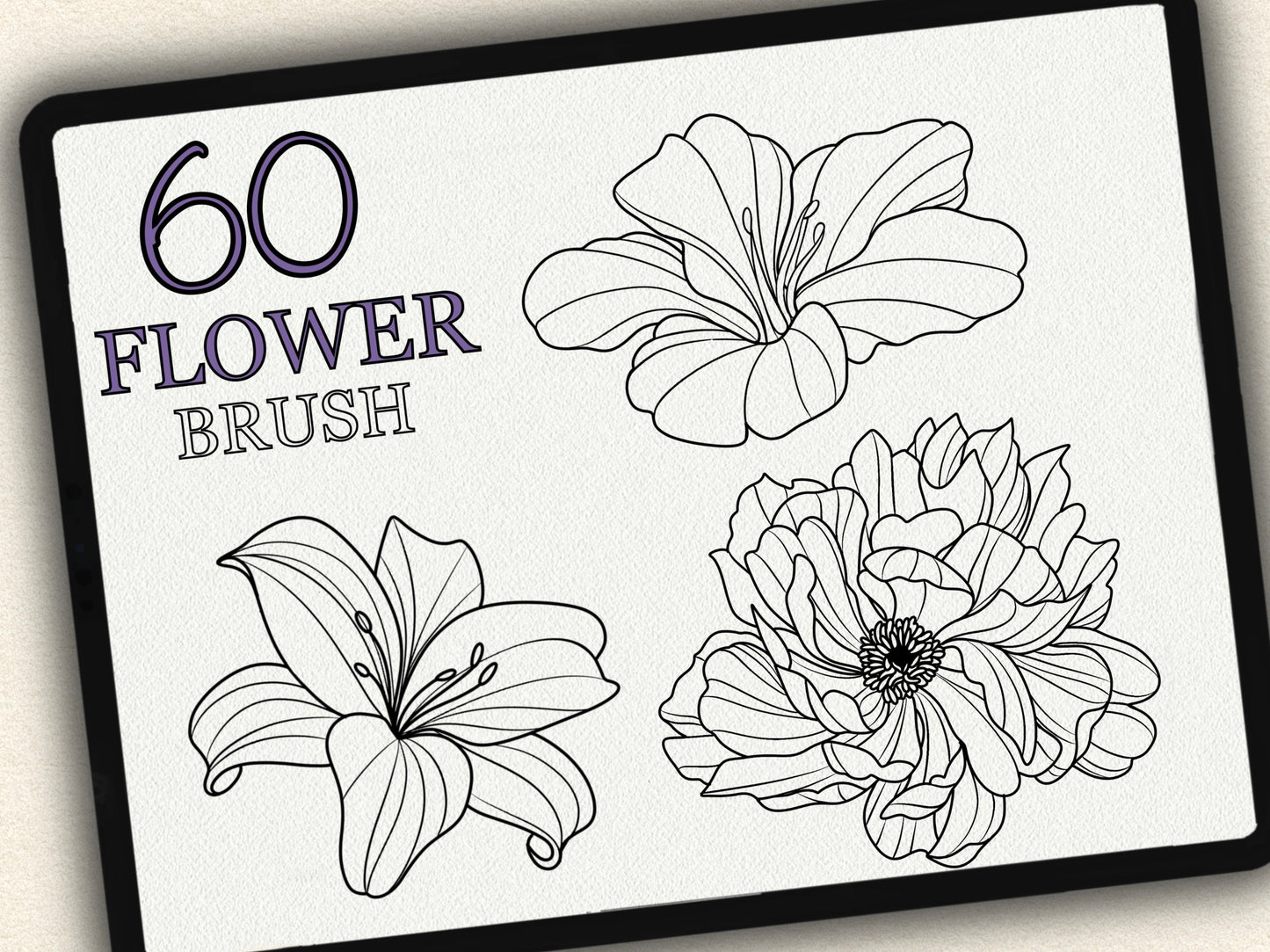 60 Flower Tattoo Brushes – Stamp Set for Procreate, Photoshop & CSP | Collection 2022