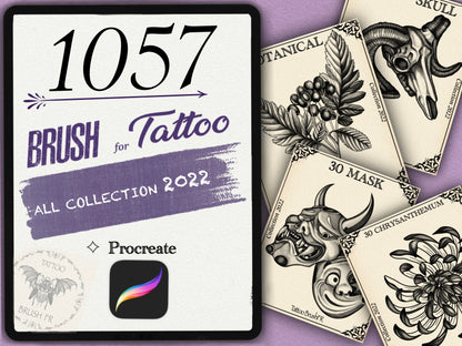 1057 Tattoo Brushes – Stamp Set for Procreate | Collection 2022