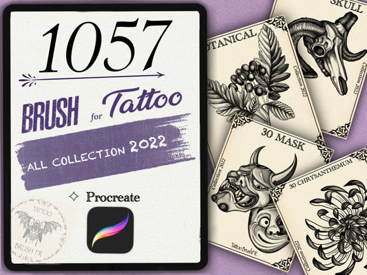 1057 Tattoo Brushes – Stamp Set for Procreate | Collection 2022