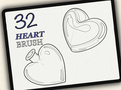 32 Heart Theme Tattoo Brushes – Stamp Set for Procreate, Photoshop & CSP | Collection 2025