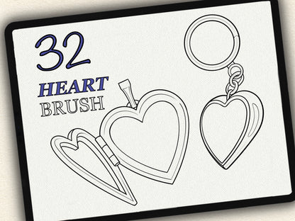 32 Heart Theme Tattoo Brushes – Stamp Set for Procreate, Photoshop & CSP | Collection 2025